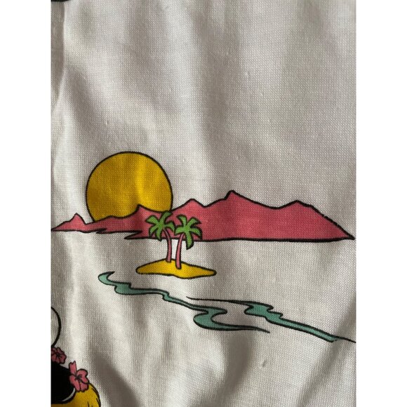 Vintage Disney Mickey & Minnie Hawaiian Tropical 90s Fabric Polyester Stretchy - Picture 9 of 9